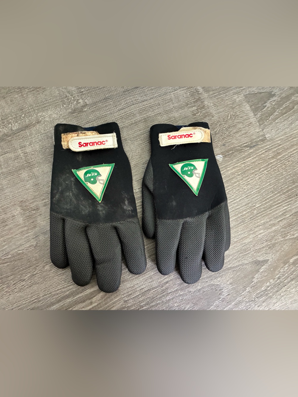 1980s 90s NY JETS Vintage Saranac Work Gloves Rare Football Memorabilia